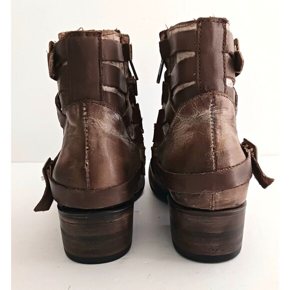 New FREEBIRD by Steven Sammi Ankle Boot Brown Distressed Leather Ankle Wrap 6M - Picture 6 of 14